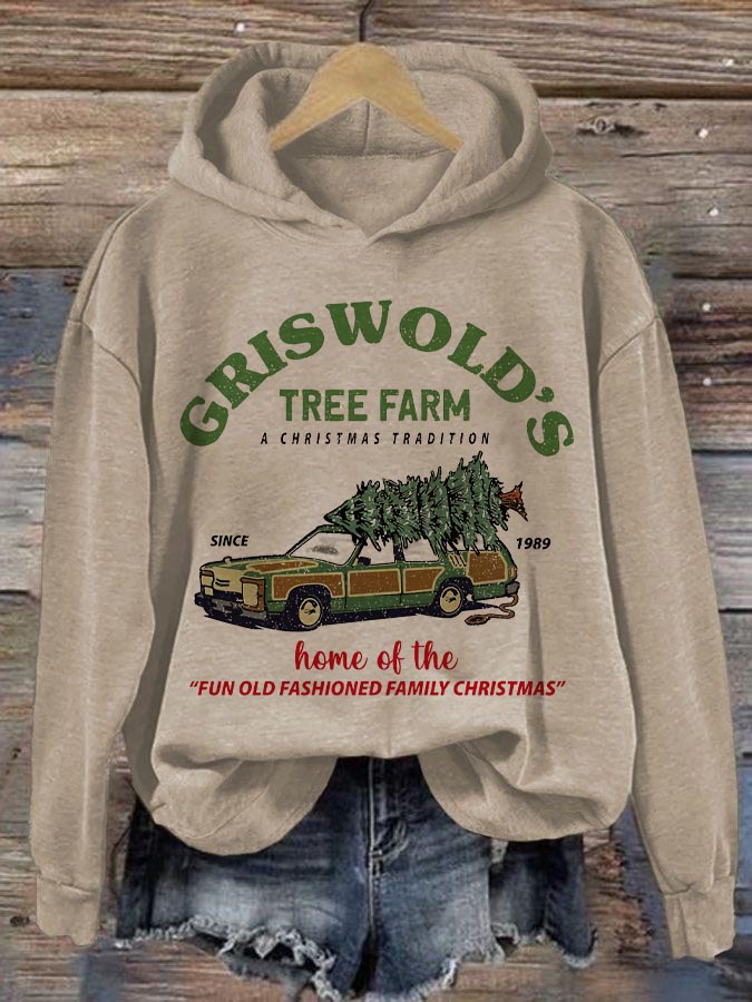 Women's Griswold Christmas Tree Farm Print Hooded Sweatshirt