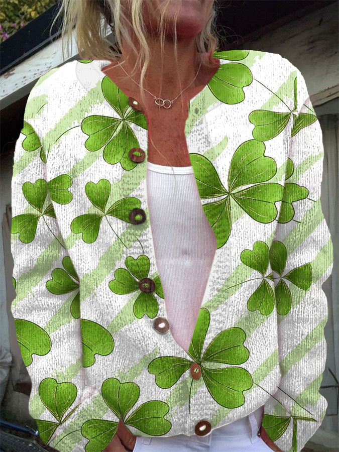 Women's St. Patrick's Day Long Sleeve Knitted Cardigan