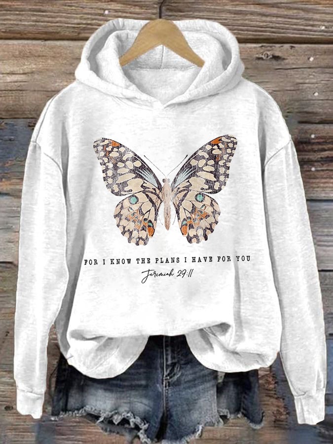 Women's Casual Jeremiah 29 11, For I Know the Plans I Have For You Print Hoodie Long Sleeve Sweatshirt