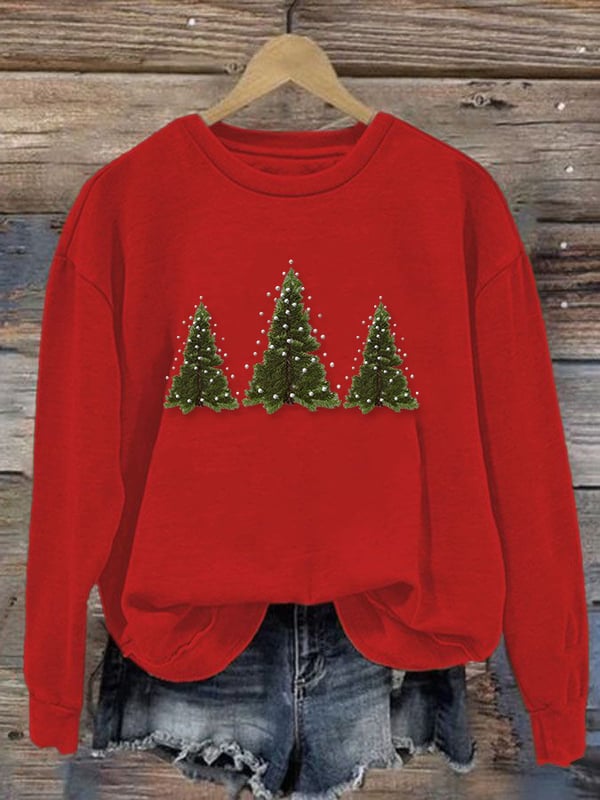 Women's Christmas Tree Print Sweatshirt