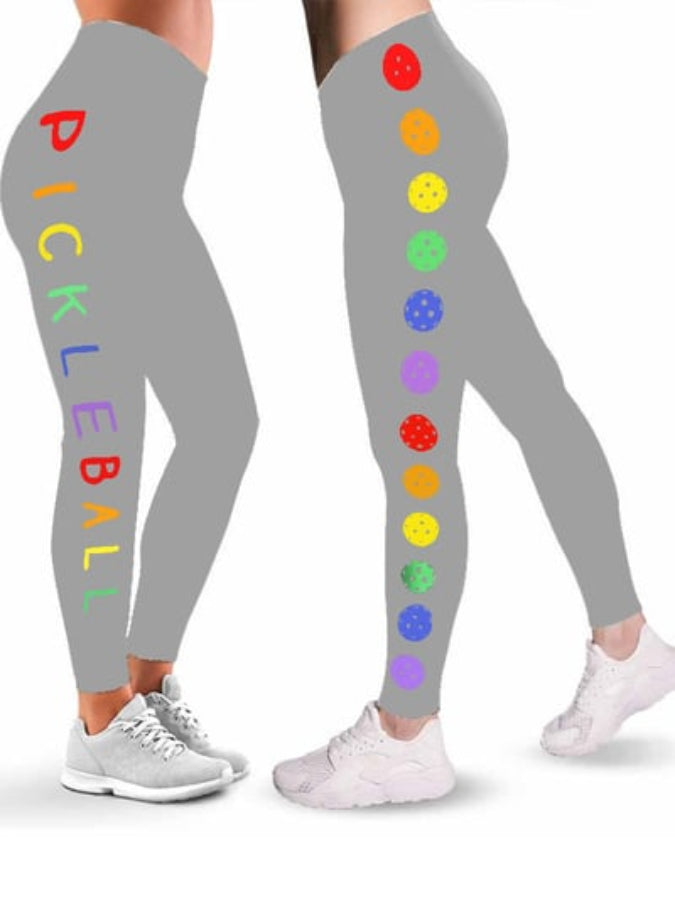 Women's Colorful Pickleball Print Leggings