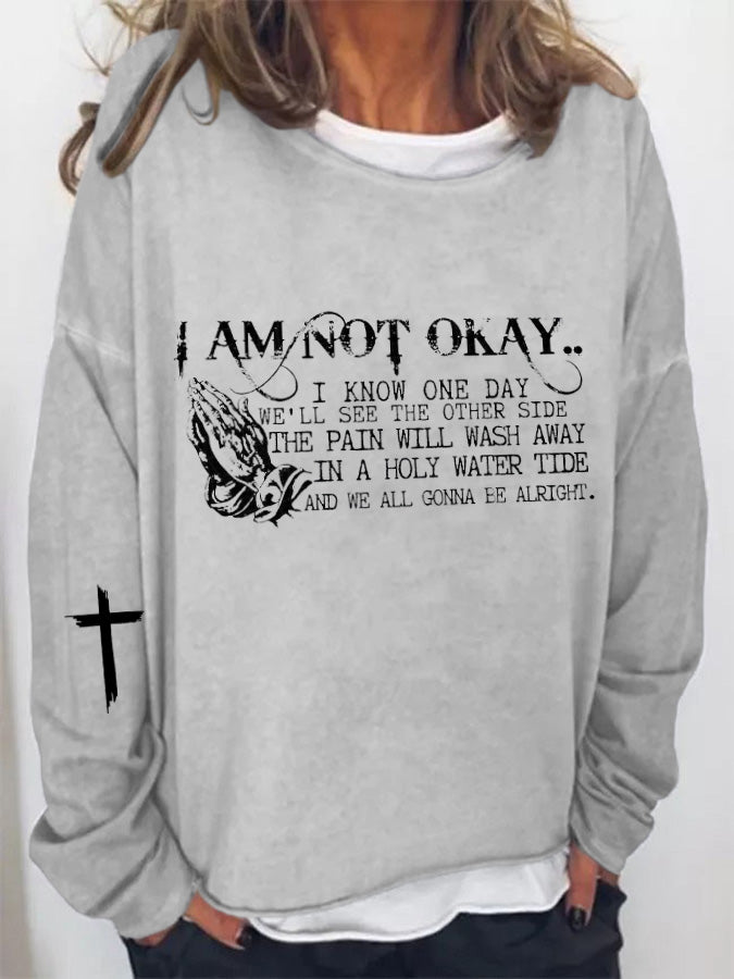 Lässiges Oberteil mit „I’m Not Okay“-Aufdruck für Damen