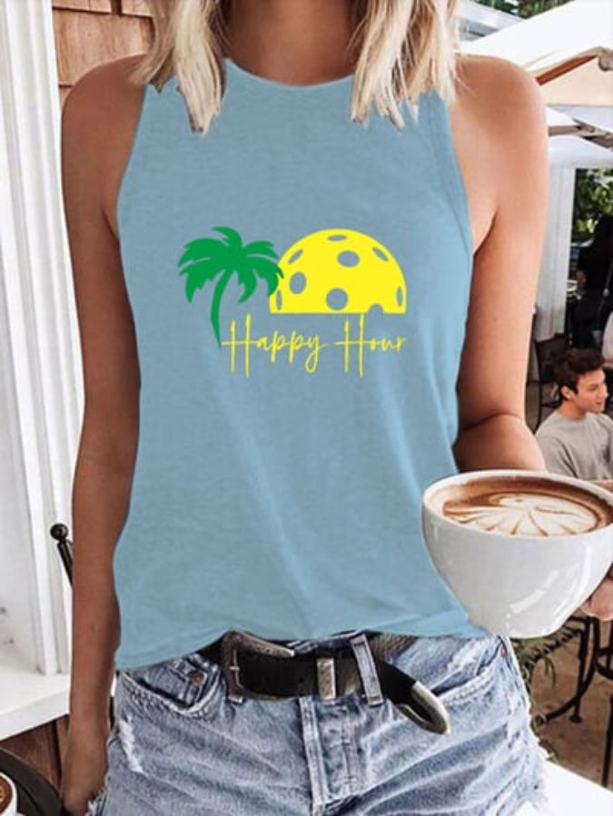 Women's Pickleball "HAPPY HOUR" Printed Casual Vest