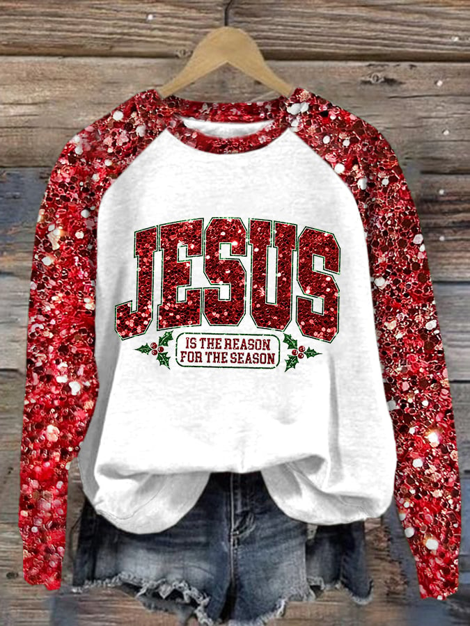 Lässiges Sweatshirt mit Weihnachtsdruck für Damen