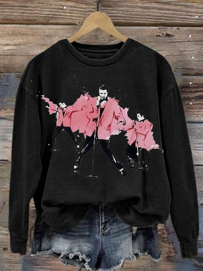 Women's Vintage Printed Round Neck Sweatshirt