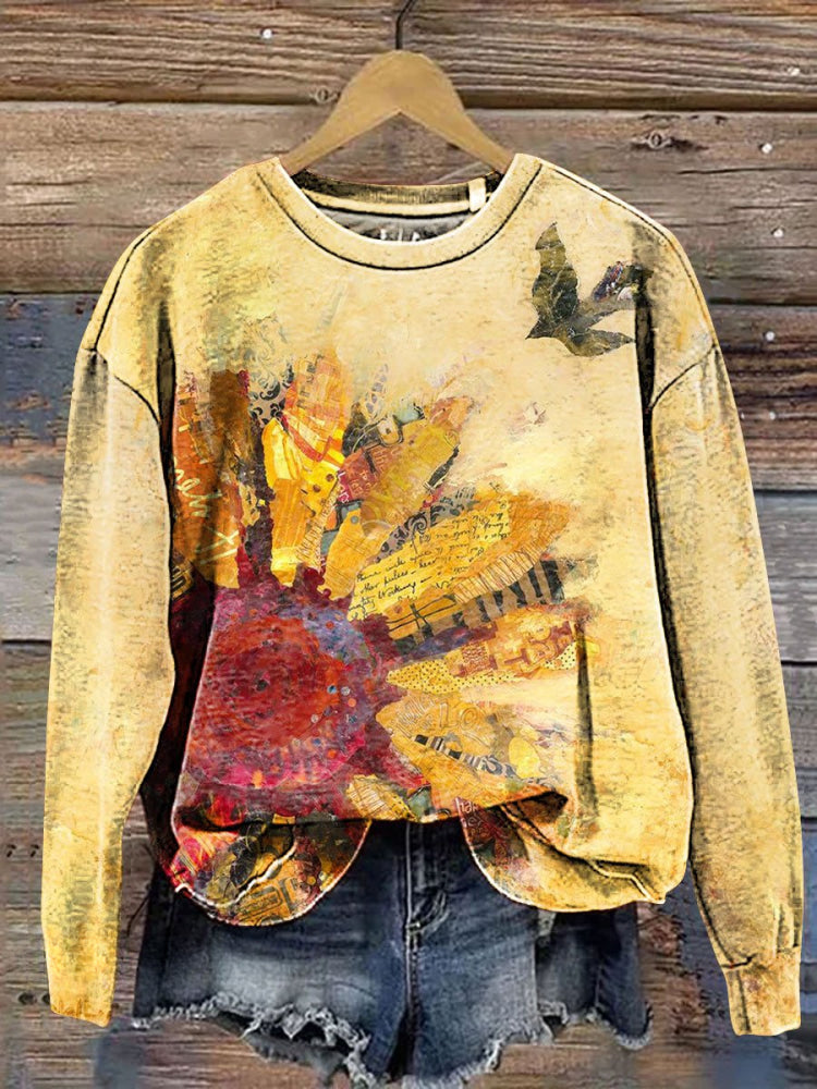 Lässiges Sweatshirt mit Vintage-Blumendruck