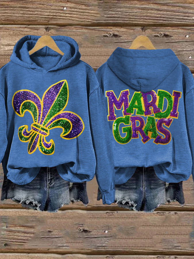 Retro Mardi Gras Print Hoodie