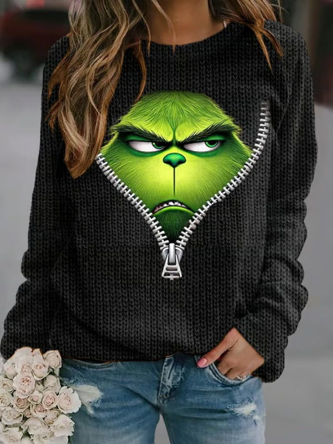 Women's Christmas Printed Crew Neck Sweatshirt