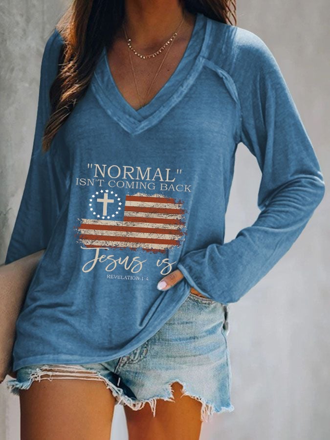 Top mit Retro-Print „Normal Isnt Coming Back“ für Damen