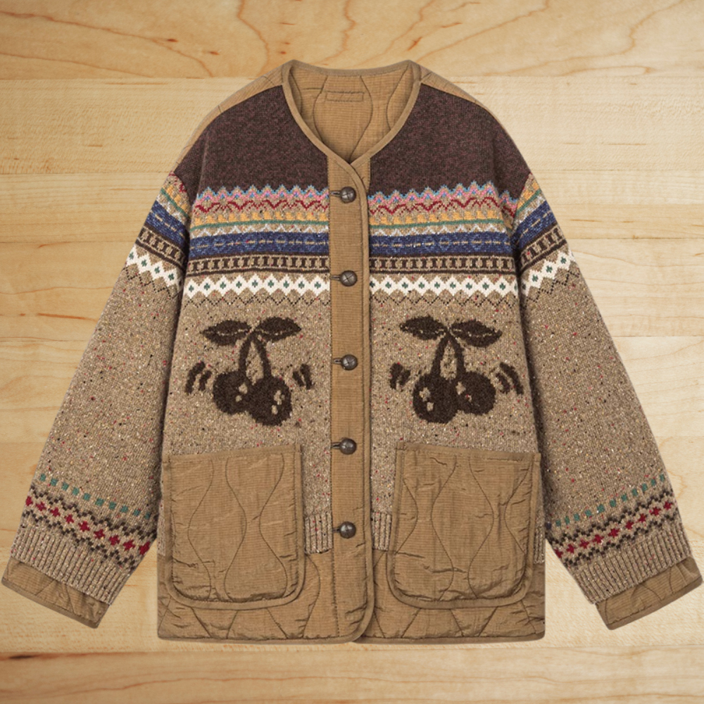 Cherry Embroidered Cotton Jacket