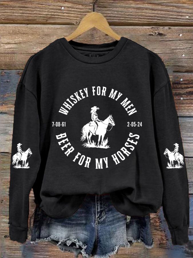 Women's Beer for My Horses Print Sweatshirt