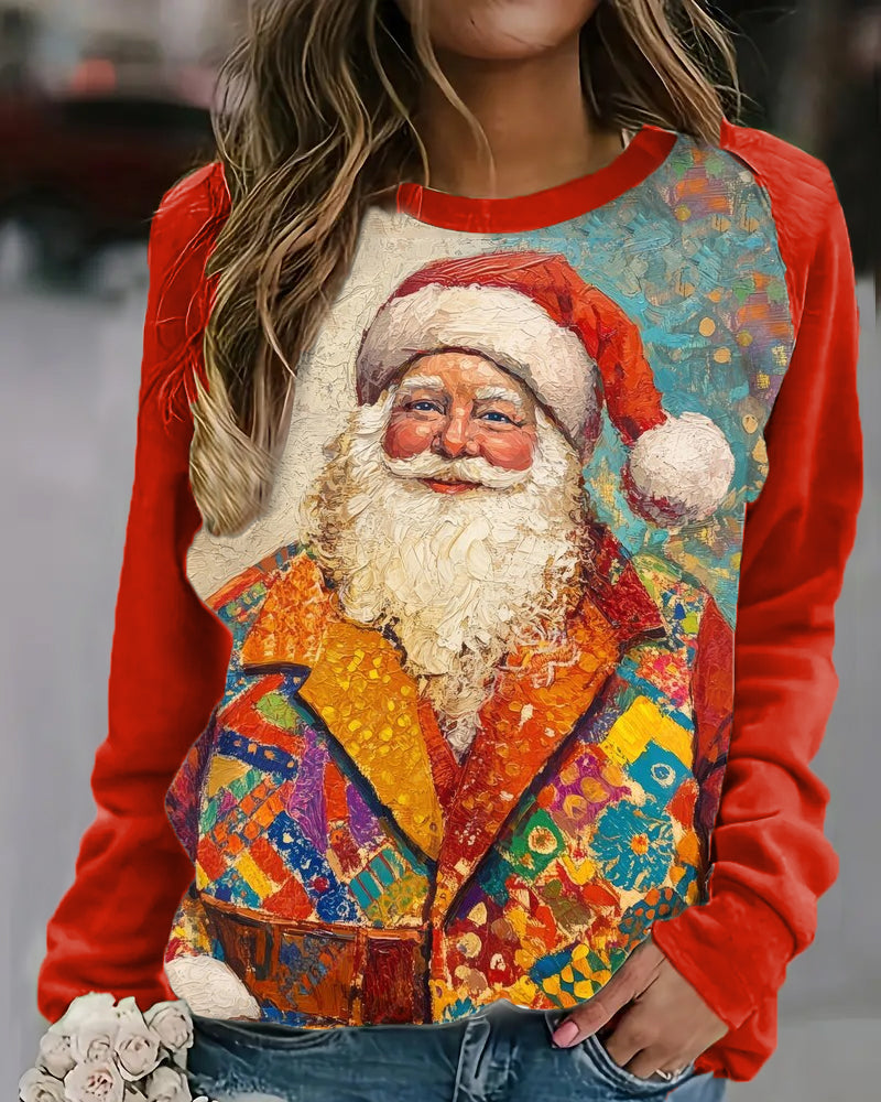 Women's Christmas Santa Claus Print Casual Sweatshirt