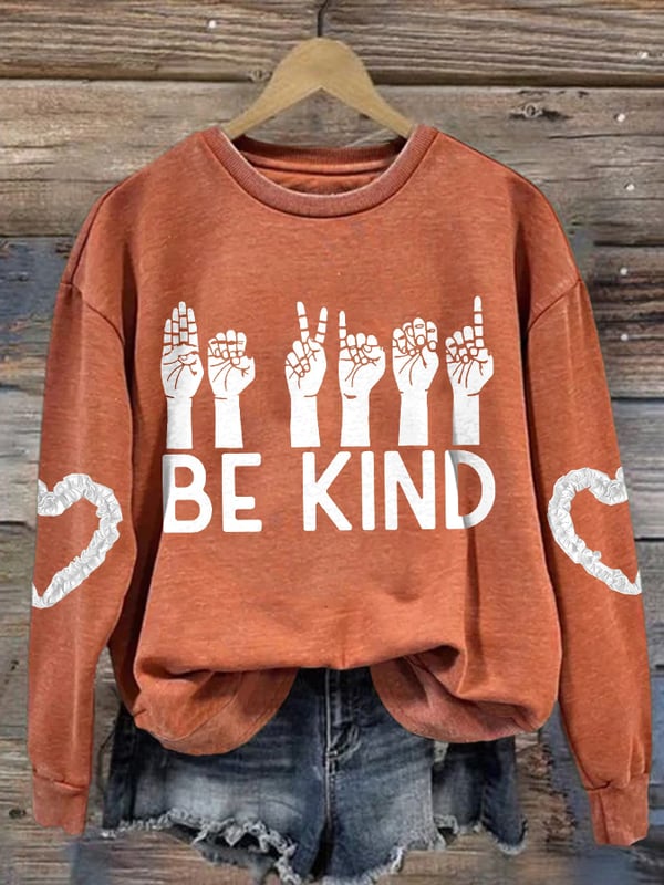 Women's Anti Bullying Unity Day Be Kind Print Long Sleeve Sweatshirt