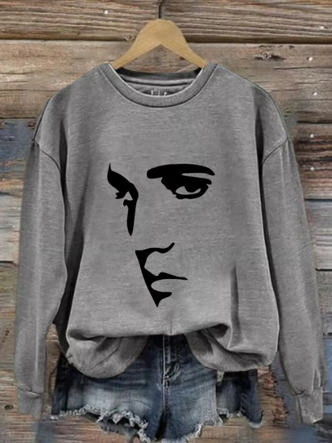 Retro King Of Rock Roll Print Sweatshirt