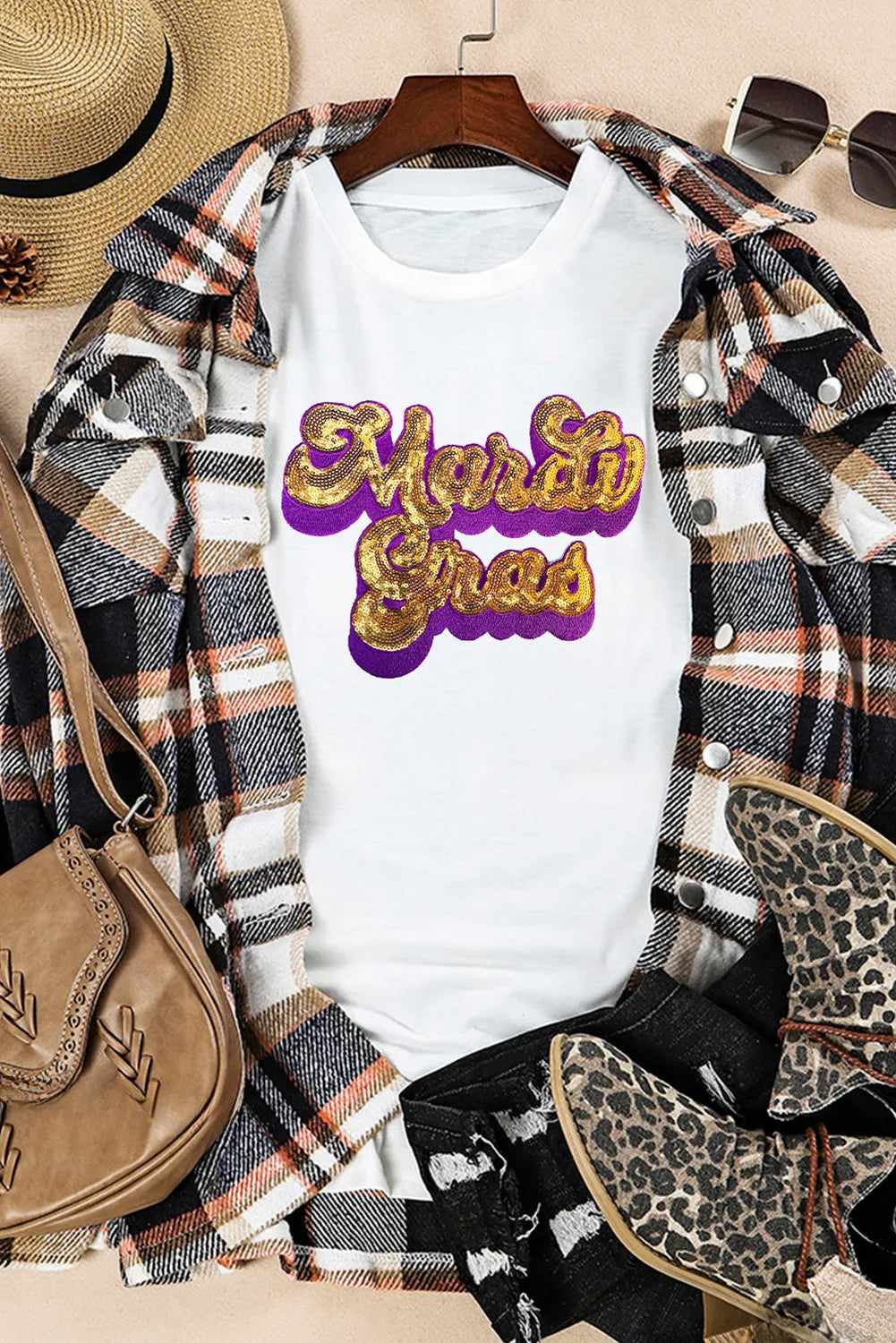 Retro Mardi Gras Crawfish Print T-Shirt