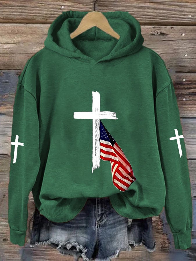 Women's Cross Flag Print Sweatshirt