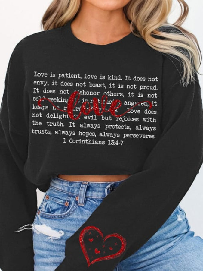 Women's "Love is patient" printed sweatshirt