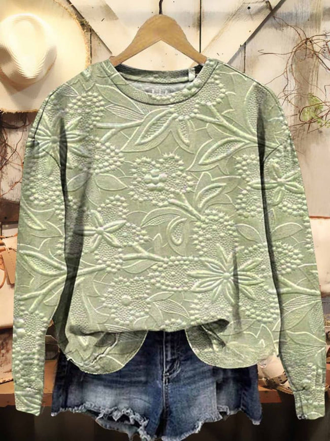 Women's Floral Texture Art Pattern Print Casual Sweatshirt