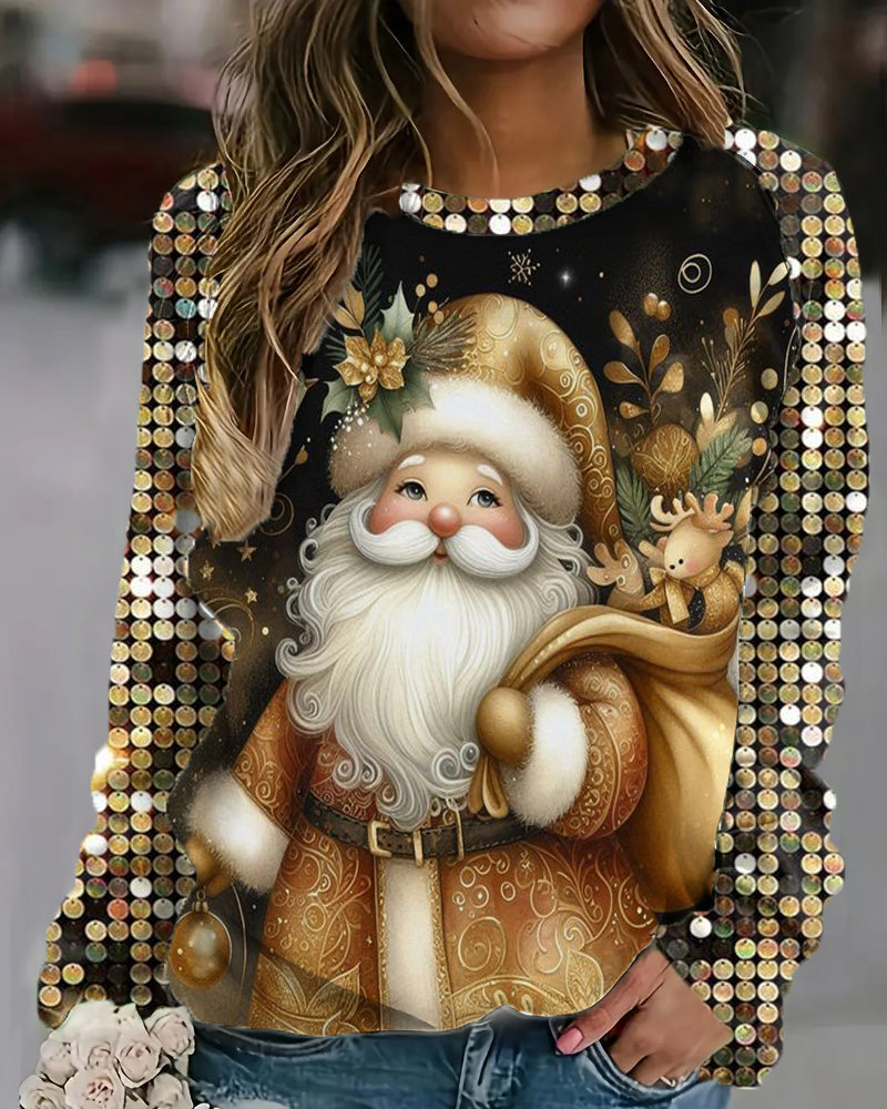 Women's Christmas Santa Claus Print Casual Sweatshirt