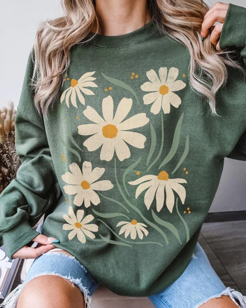 Women's Floral Style Print Sweatshirt