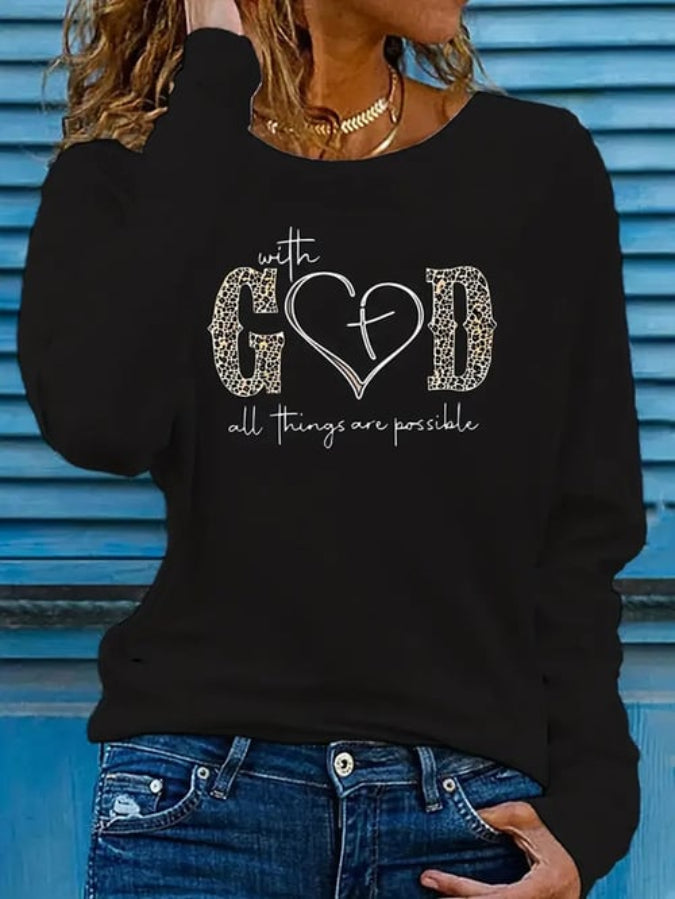 Women's With God All Things Are Possible Print Casual T-Shirt