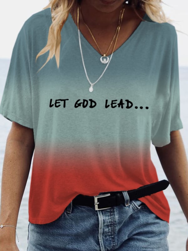 Women'S Let God Lead Print Casual T-Shirt