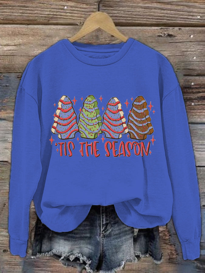 Women's Christmas Tree Printed Crew Neck Sweatshirt