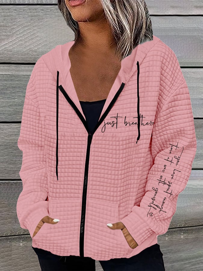 Women's Just Breathe Casual Waffle Hooded Jacket