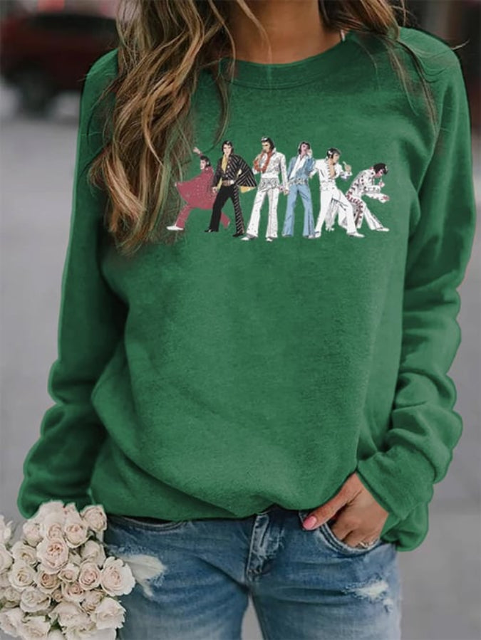 Women's Vintage Print Fan Commemorative Sweatshirt