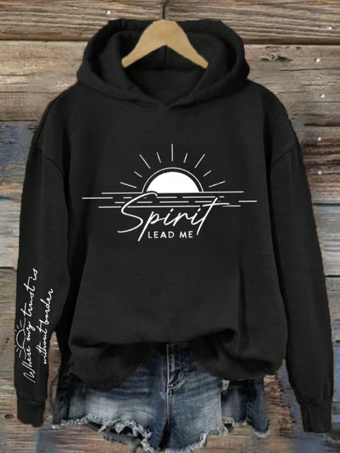 Women's Spirit Lead Me Elegant Boho Christian Quote Print Hoodie