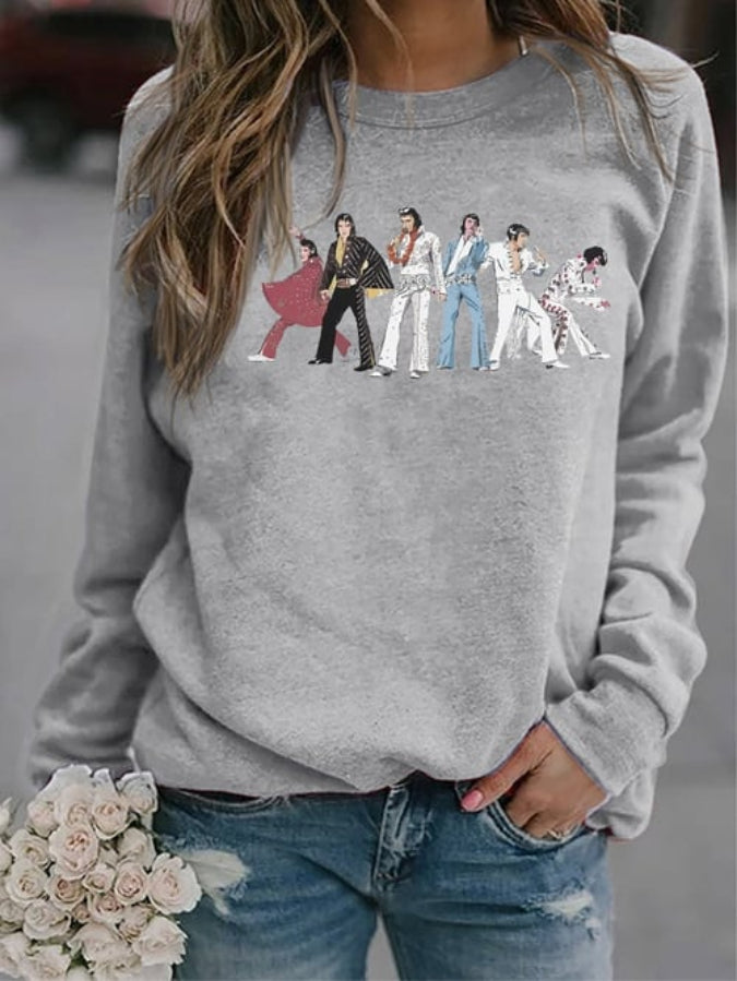 Women's Vintage Print Fan Commemorative Sweatshirt