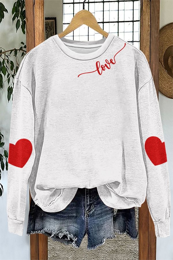 Women's Cute Valentine's Day Casual Round Neck Sweatshirt