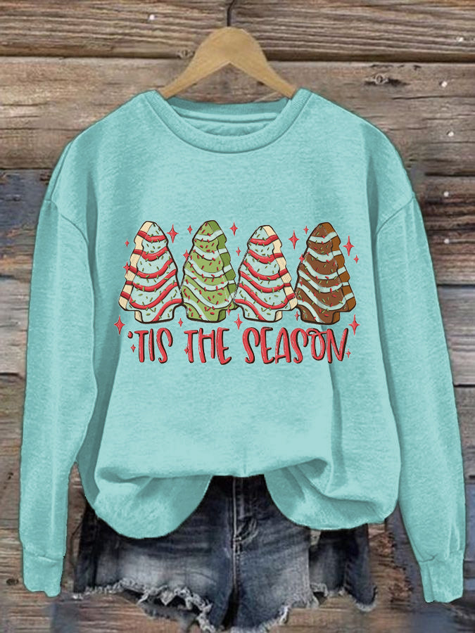 Women's Christmas Tree Printed Crew Neck Sweatshirt