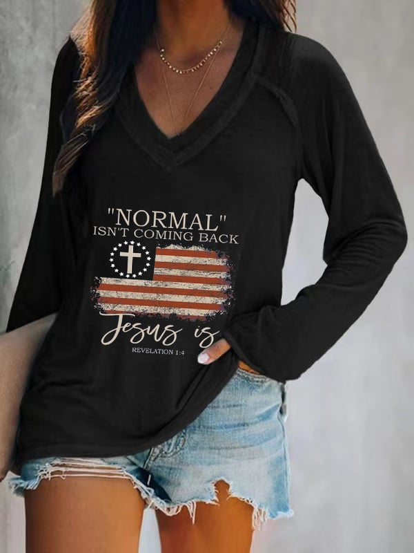 Women's Retro Faith "Normal Isnt Coming Back" Design Print Top