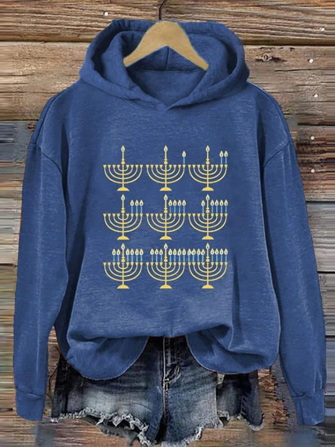 Women's Happy Hanukkah Print Hoodie