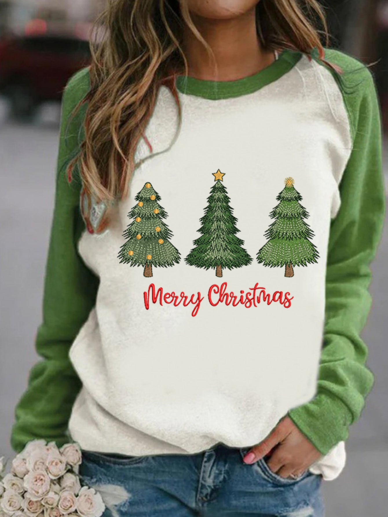 Women's Christmas Tree Print Casual Sweatshirt