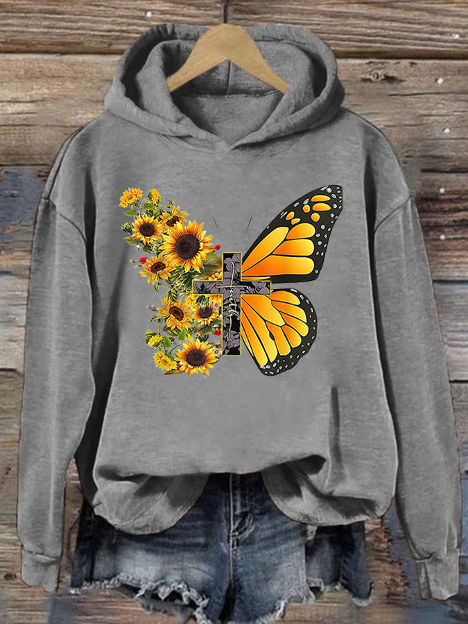 Women's God Floral Print Hoodie Sweatshirt