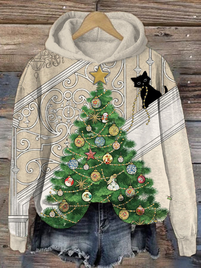 Women's Animal Christmas Print Hooded Sweatshirt