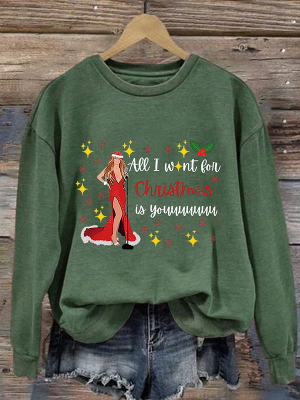 Retro All I Want For Christmas Is You Print Sweatshirt