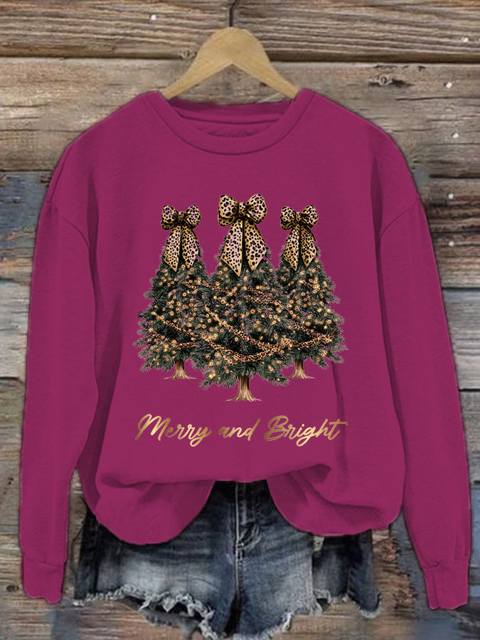 Women's Christmas Tree Printed Crew Neck Sweatshirt