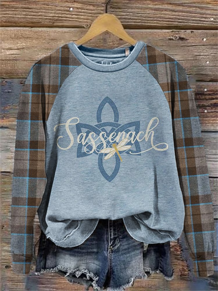 Sassenach Historical Tv Show Vintage Plaid Raglan Sweatshirt