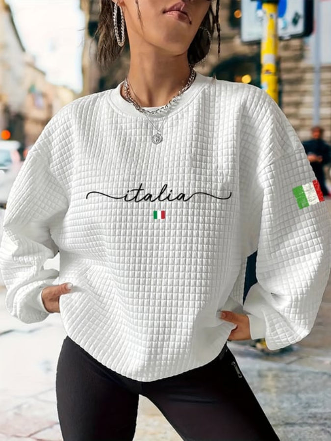 Women's Italy Travel Souvenir Waffle Sweatshirt