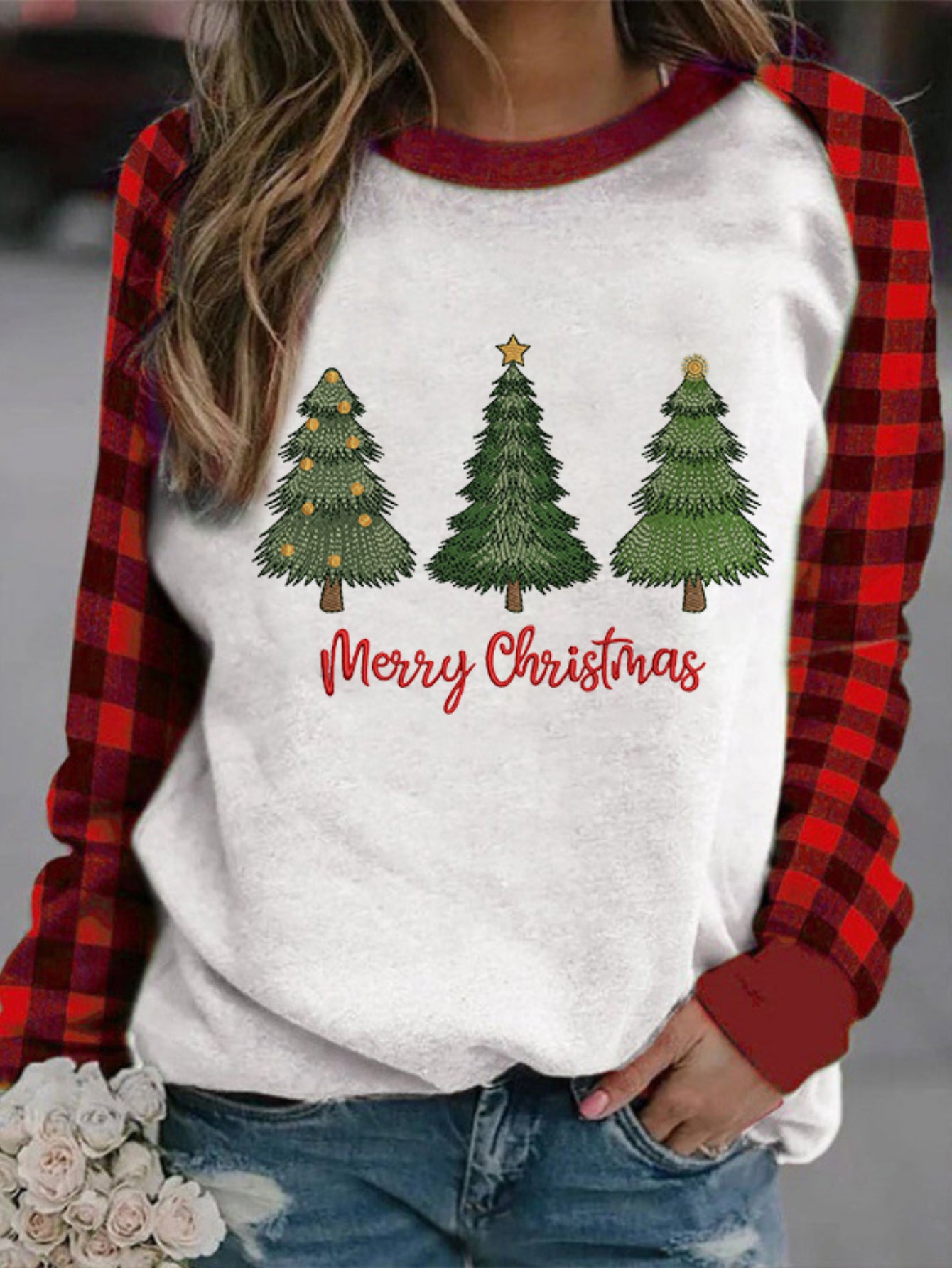 Women's Christmas Tree Print Casual Sweatshirt