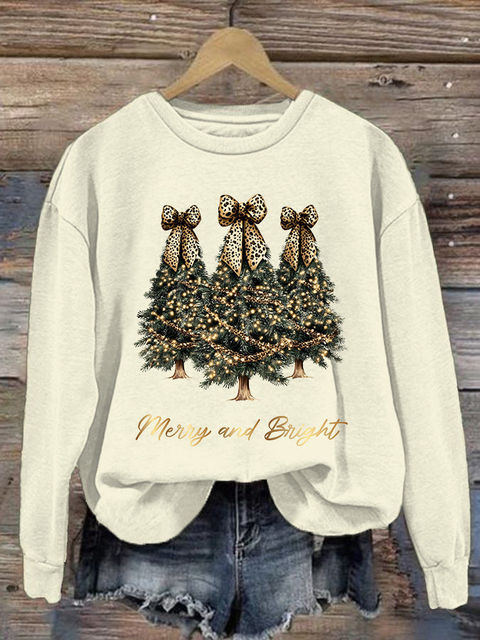 Women's Christmas Tree Printed Crew Neck Sweatshirt