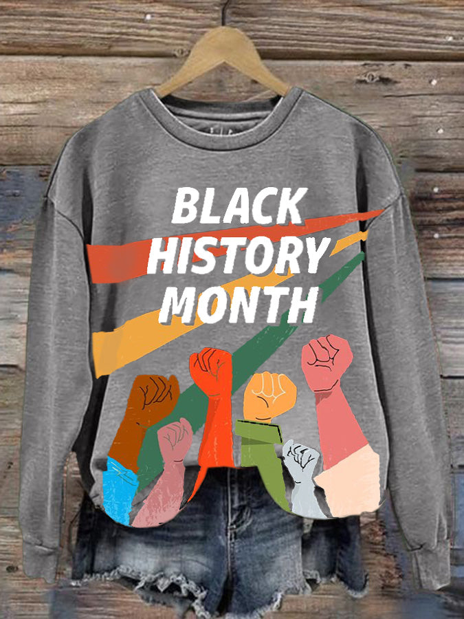 Women's Black History Printed Round Neck Sweatshirt