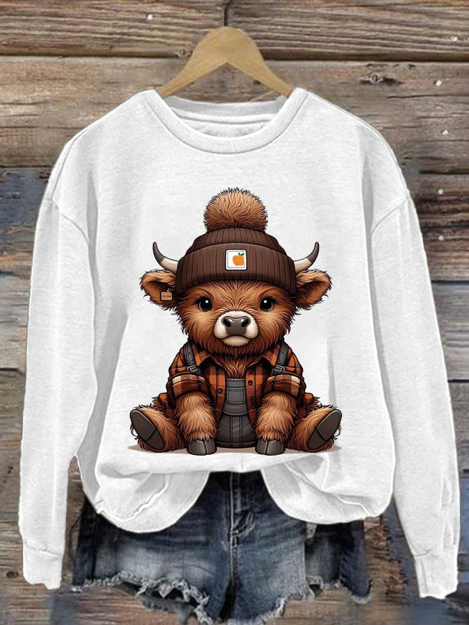 Women's Highland Cow Print Casual Sweatshirt