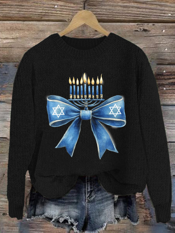 Women's Hanukkah Menorah Cozy Knit Sweater