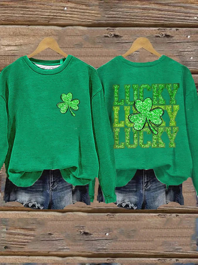 Women's St. Patrick's Day Shamrock Print Sweatshirt