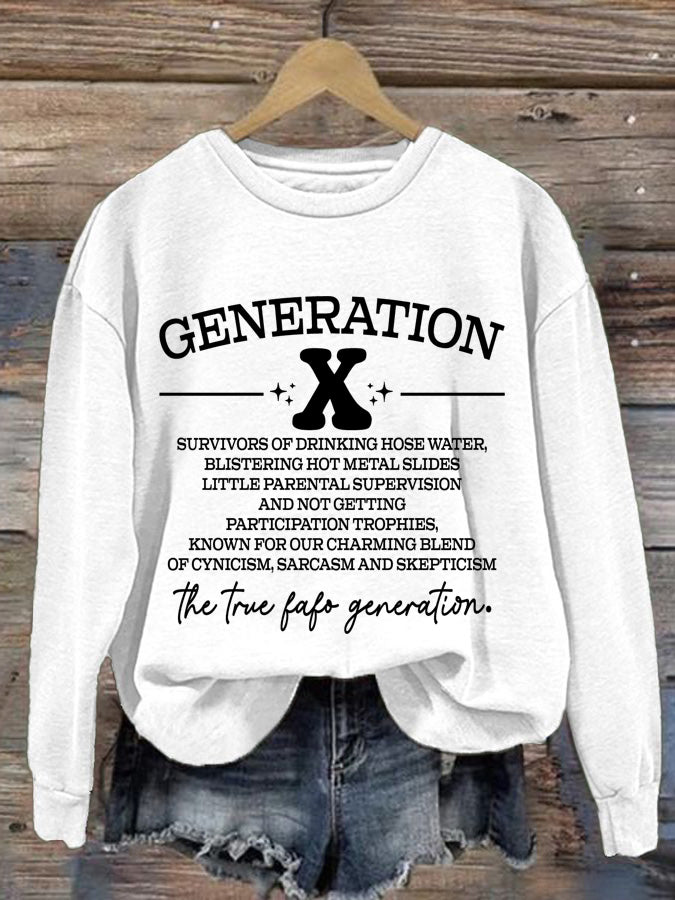 Lässiges Rundhals-Sweatshirt mit Gen X-Print für Damen