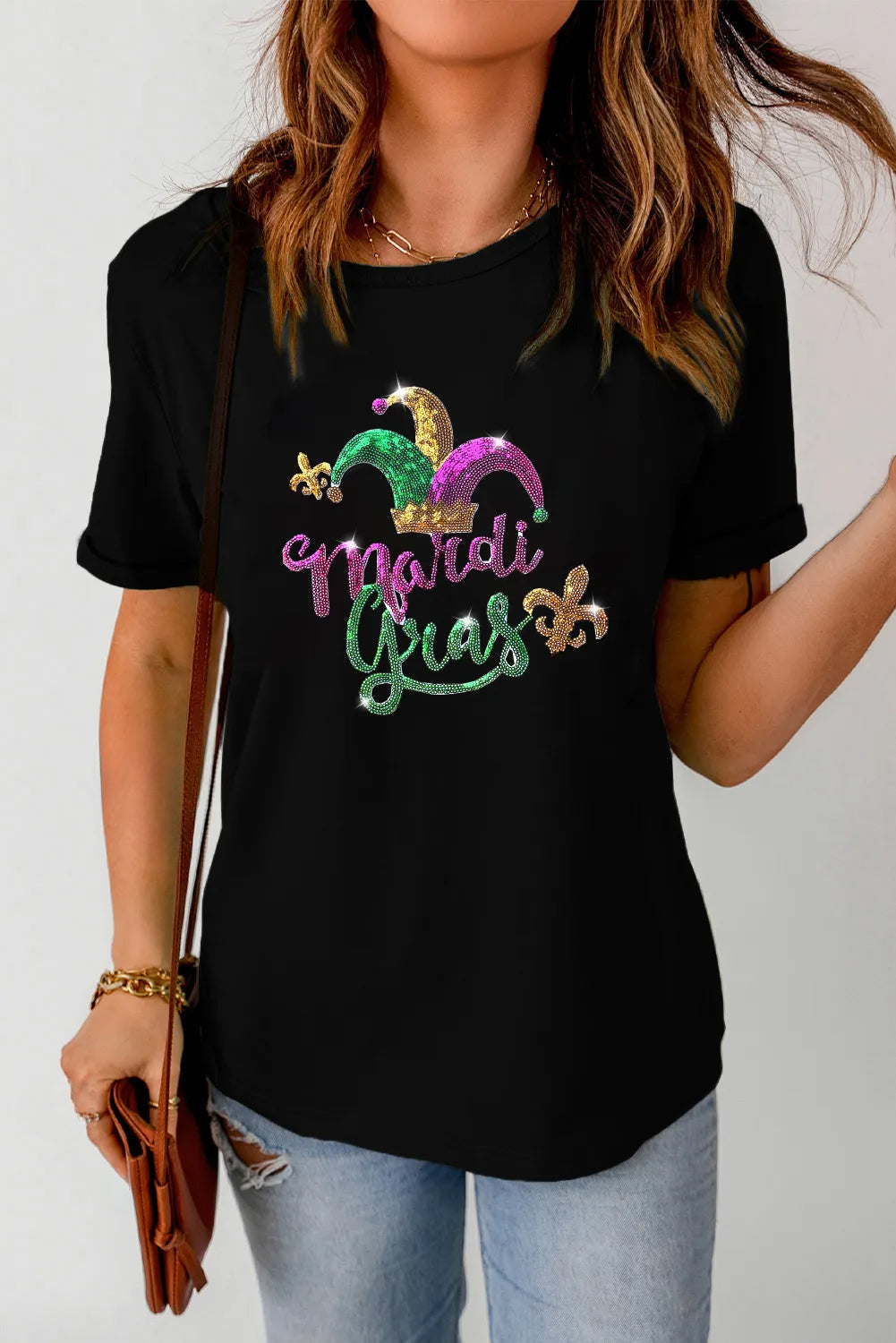 Retro Mardi Gras Crawfish Print T-Shirt